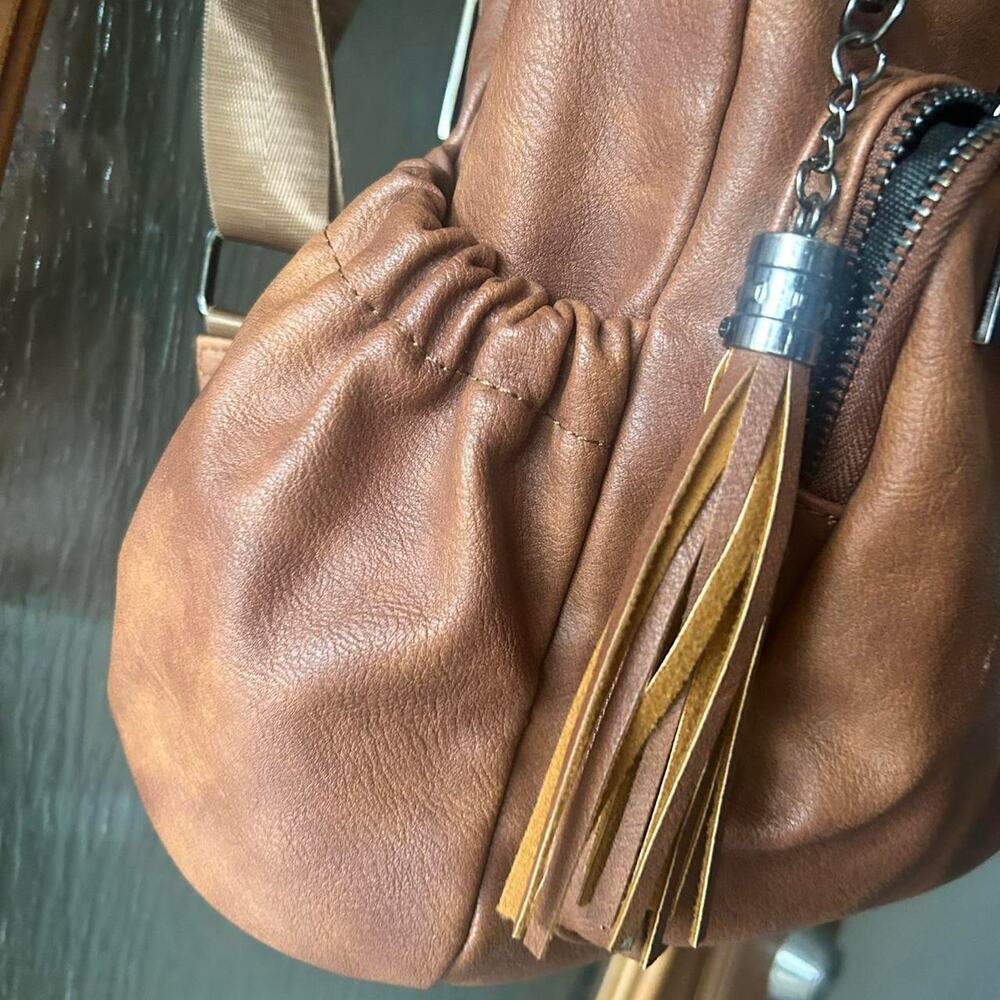 Brown leather backpack with multiple Storage NWOT… - image 4